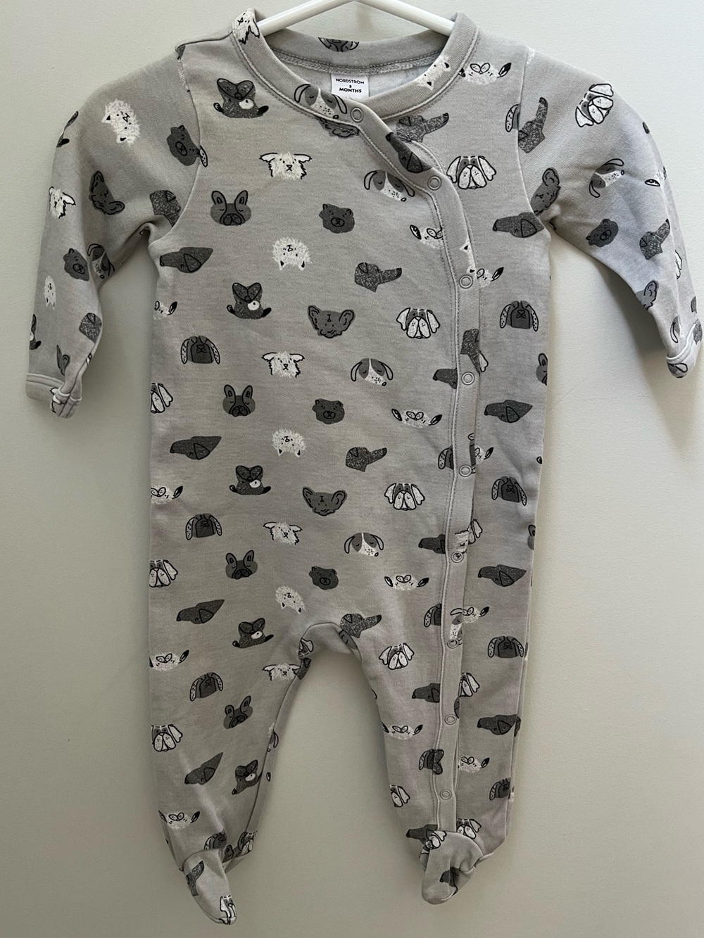 Nordstrom Grey Animal Face Footed One-Piece